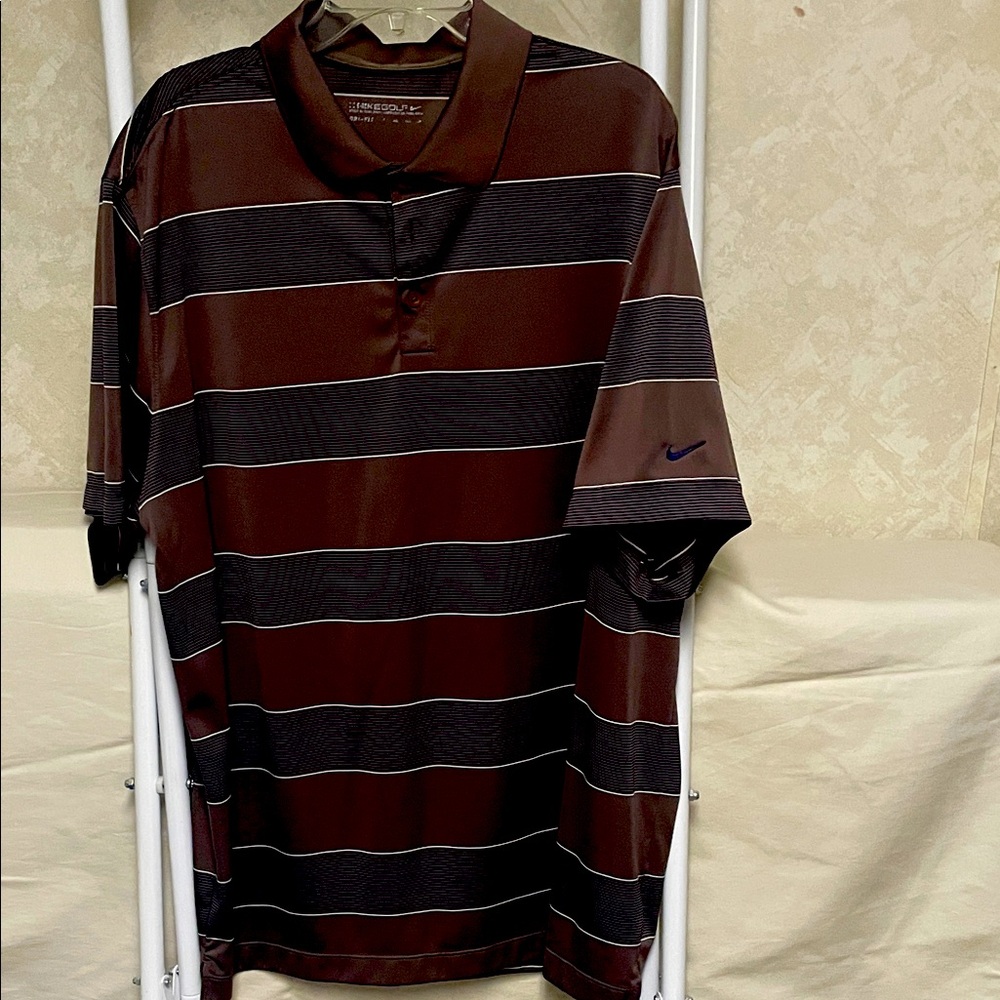 Nike Men's Dark Brown Striped Polo